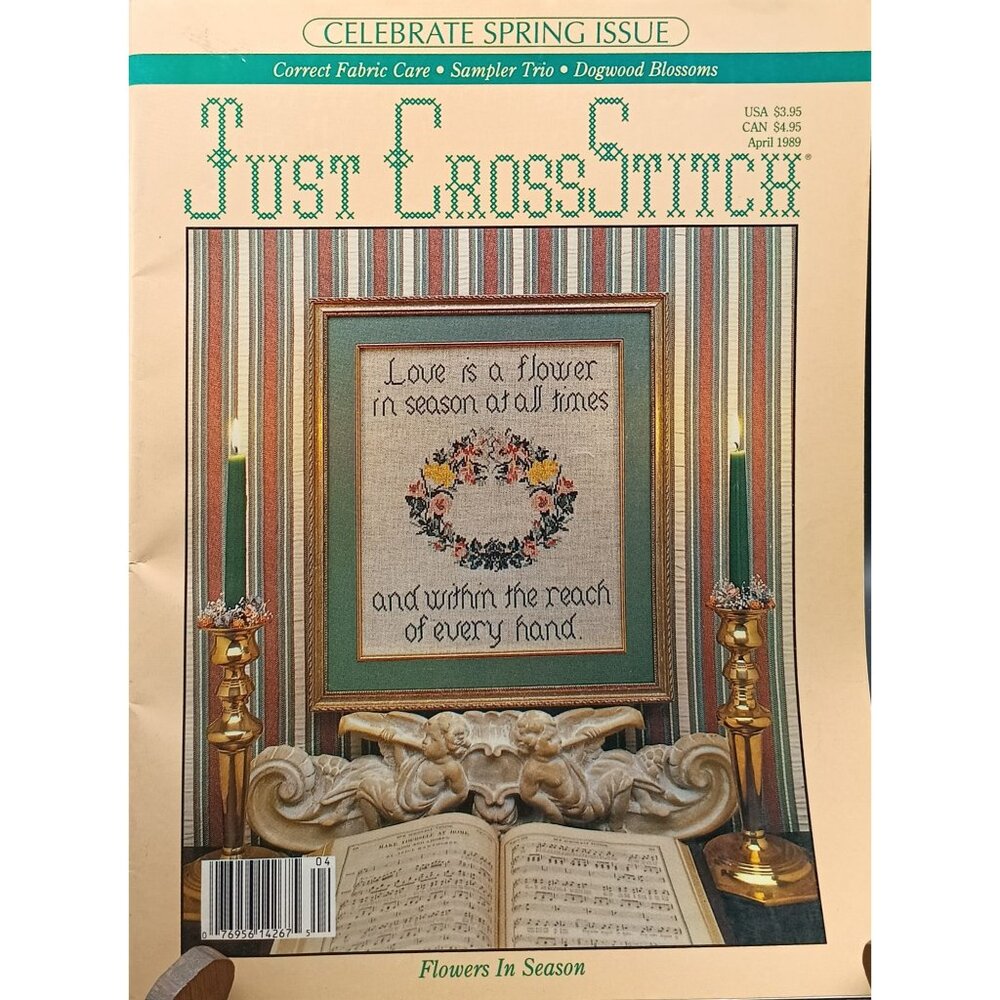 Just CrossStitch April 1989 Vintage Magazine Celebrate Spring Issue Cross-Stitch